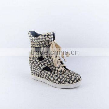 2014Houndstooth sneaker wedge boots with Bailey button