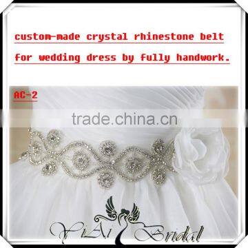 AC-2 Custom Made Beautiful Sash Crystal Rhinestone Belt For Wedding Dress