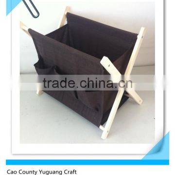 Foldable decorative l wooden magazine holder rack wholesale