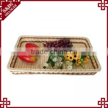 Supermarket Equipment Wicker Plastic Bread Tray Rattan Fruit Display Basket photo-4