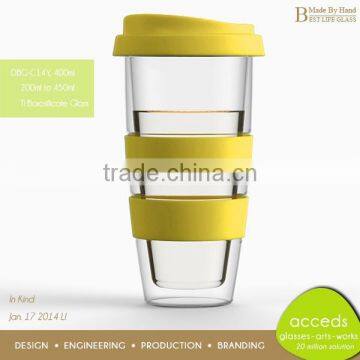 High Quality Glass Cup With Colored Silicone Base photo-6