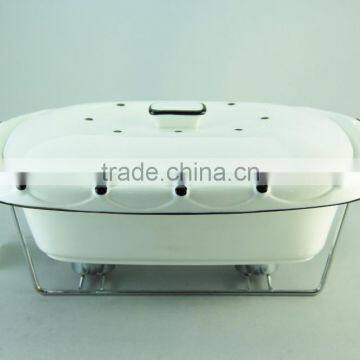Porcelain Casserole With Chrome Stand photo-2