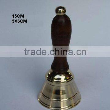 Wooden handle Brass Bell with Mirror polish