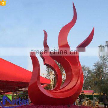 Abstract red large stainless steel polish phoenix sculpture park decor NTS-020A