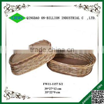 Custom Wood Chips and Willow Oval Heated French Bread Basket photo-3