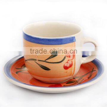 China supplier stoneware ceramic colorful disposable cup with holder