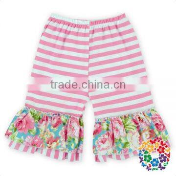 Wholesale Baby Ruffle Shorts 100 % Cotton Stripe Flower Designs Ruffled Shorties for Toddler Girl photo-4