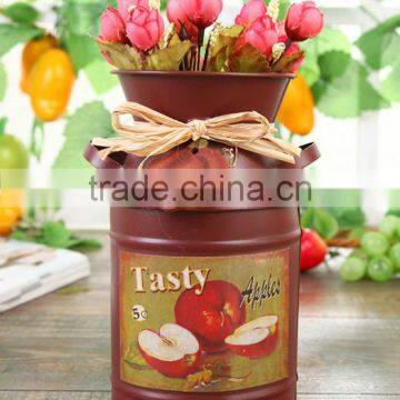 Mini Milk Bucket Style Flower Pot Country Side Metal Flower Planter photo-4