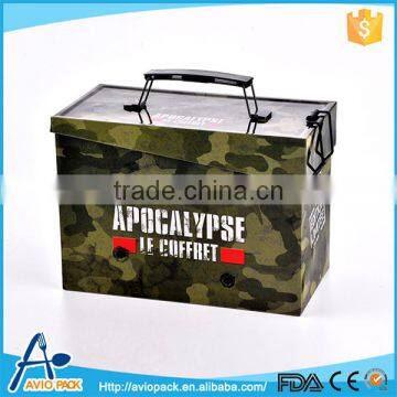 High quality 20*10.1*14.6cm camouflage rectangular custom printed tin box