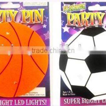 Sports theme led flashing basketball / football button brooch