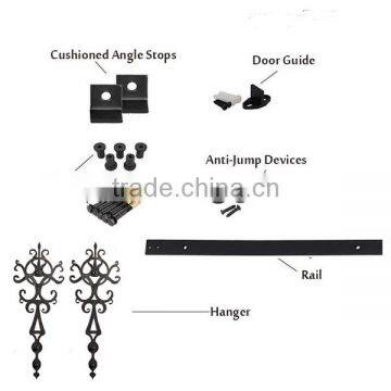 High Quality Hot Sale Barn Door Sliding Flat Steel Black Door Roller and Track With Soft Closer photo-2