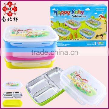 1L 3 Compartments Stainless Steel Tiffin Lunch Box