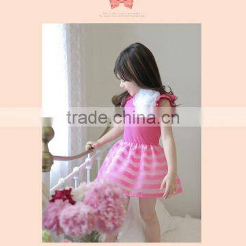 2015 Summer Girls Dress Girls Princess Stripe Dress 3D Flower Color Cute Pageant Party Wedding Costume Kids Clothing Best Gift photo-6