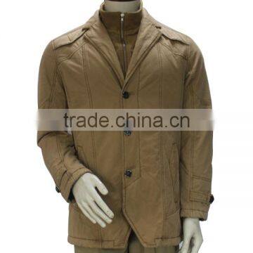 Men khaki color double stand collar jacket winter overcoat