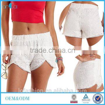 White Lace OEM Shorts Crochect summer lace pants hot sale 2016 summer