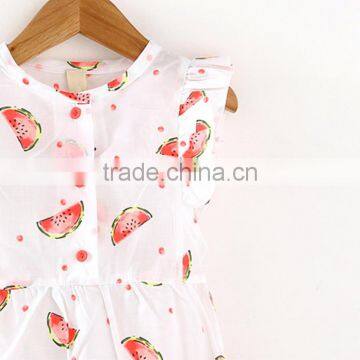 Custom-made Summer Fly Short Sleeve Pink Watermelon Rompers photo-4