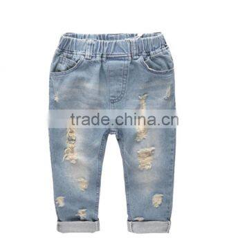 Boy New Model Pants Jeans 2017 Pure Color Hole in Leggings photo-2