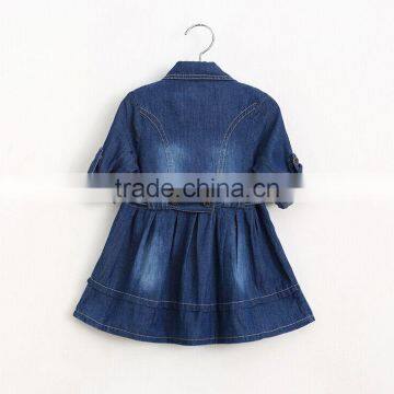 Baby Girl Denim Dress Children Jeans Frocks Designs 7 Minutes of Sleeve Cowgirls Dresses photo-2