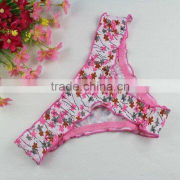 Stock Sale Promotion Cotton White With Flower Print Underwear Thong Panties Spande Gas Thong Cotton Women A Female T Pants Ladie photo-2
