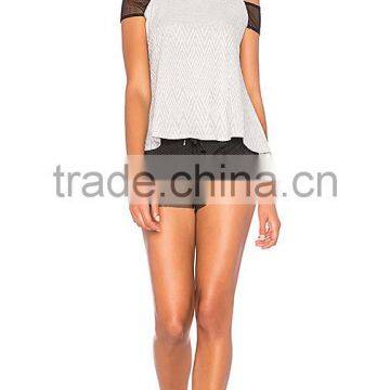 MGOO Hot Sale Women Sportswear Mesh Tank Top Women Contrast Mesh Sport Top With Shoulder Cuffs photo-5
