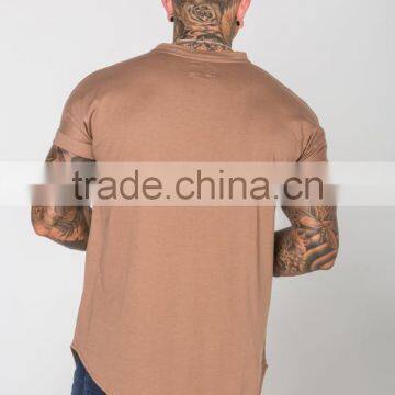 New Style 100% Cotton Oversized Cut and Low Sharp T Shirt Fashion Streetwear Black Plain Mens Longline T Shirt photo-4