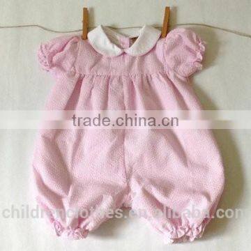 Boutique baby romper sweet pink seersucker baby romper