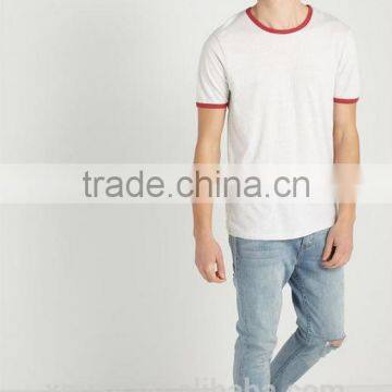 2017 Mens Classic Fit With Contrast Crew Neck Ringer Collar T-shirt Bulk Tshirt photo-3