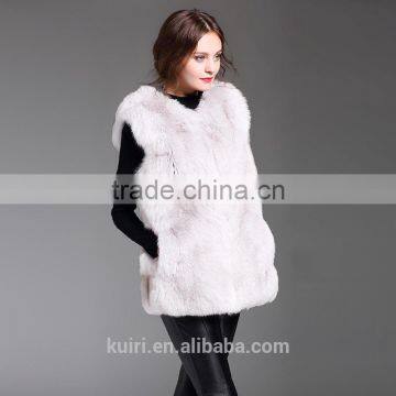 Women womens Winter Vest Genuine Leather Fox Fur Vests Woman Fur Coat Jacket