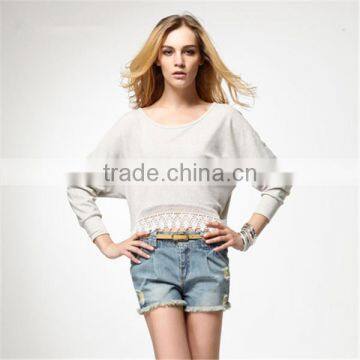 spring long sleeve lace crop top factory supply