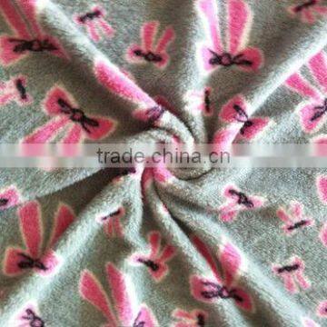 100% Polyester Lovely Printed Knitted Coral Fleece Fabric For Housecoat