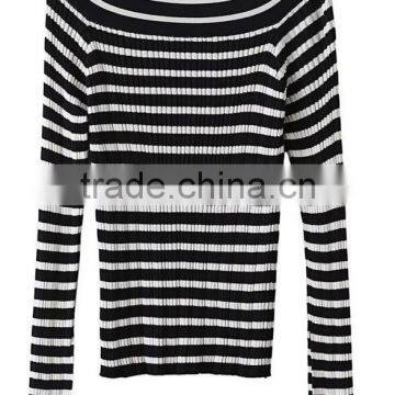 EY0875S New Design 2016 Women Boat Neck Stripe Pullover Sweaters photo-3