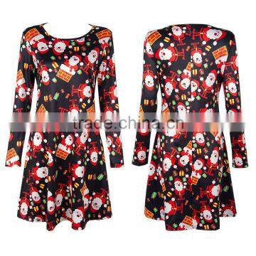 Women's Long Sleeve Snow and Snowman Christmas Full Printing Dress Shirt Clothes photo-3