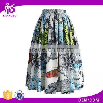 2016 Guangzhou Shandao New Fancy Design Summer Fashion Ruffle Umbrella Printed Chiffon Sexy Half Skirt Girls