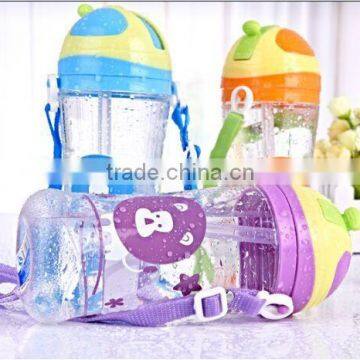 Child water bottle with straw Portable bottle with landyard