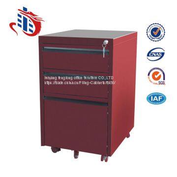 China fenglong steel filing cabinet and vault 3 drawers movable pedestal