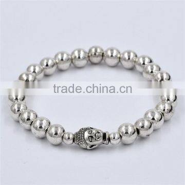 Pure Color Buddha Head Bead Bracelet Silver or Golden Accessories Bead Bracelet Jewelry