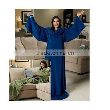 100% polyester snuggie TV fleece blanket with pocket