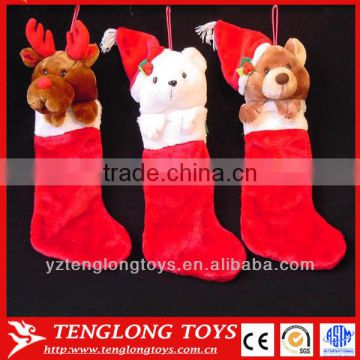 red animal christmas stocking for kids room decoration