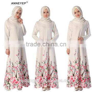 white peach flower muslim dress/ jnja muslim islamic middle east abrabian abaya kaftan dresses/fancy dl islamic muslim dress