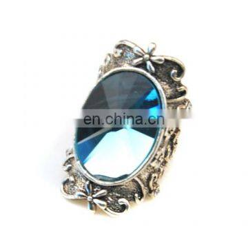 Fashion Korean Style Vintage Luxury Gem Flower Pattern Alloy Finger Ring