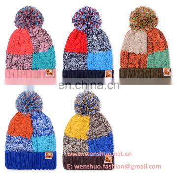 Block Color Cute Children's Winter Knitted Hat