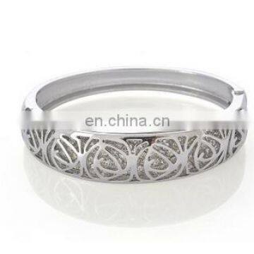 godbead silver Plated CZ diamond romantic rose Hollow Wide Bangles Bracelet Fashion Jewelry Wholesale silver