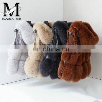 2017 New Fashion Real Fox Fur Geilt High Quality Fur Vest With Hood