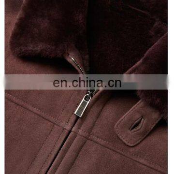 Red Wine First Woolen Down Jackets With Fur Collar photo-3
