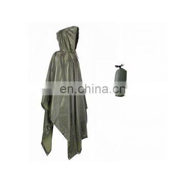 Lightweight Outdoor Green Nylon Hiker Rain Poncho photo-4