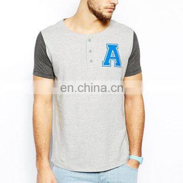 bulk adult printed round neck button t-shirts