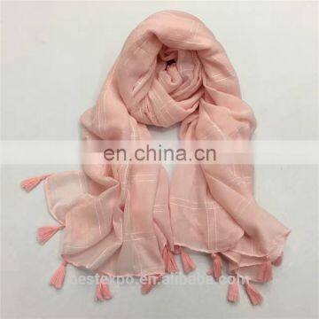 wholesale new fashion plaid long scarves spring woman cotton stoles shawls