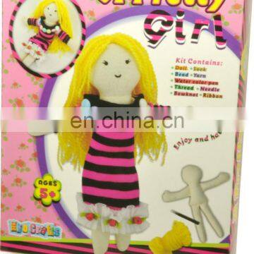 DIY knitting pretty girl toy by hands