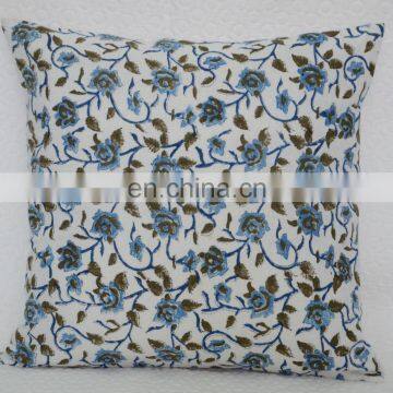 Hand Block Printed Cushion Cover Indian Designer Ethnic Pillow Case Removale Cushion Cover