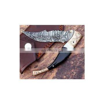 wholesale Damascus knifes -Damascus Folding Knife white bone hand made pakistan danascus knife